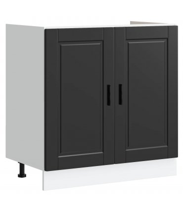 vidaXL Sink Base Cabinet with Door Porto 2 pcs Black Engineered wood