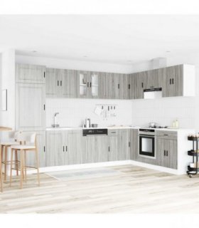 vidaXL Sink Base Cabinet with Storage Porto 2 pcs Grey Engineered wood — Colour: Grey sonoma