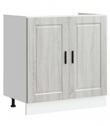 vidaXL Sink Base Cabinet with Storage Porto 2 pcs Grey Engineered wood — Colour: Grey sonoma