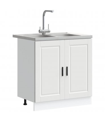 vidaXL Sink Base Cabinet with Door Porto 2 pcs White Engineered wood