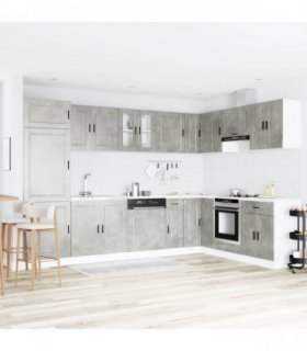 vidaXL Sink Base Cabinet with Storage Porto 2 pcs Grey Engineered wood — Colour: Concrete grey