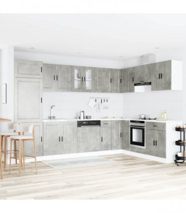 vidaXL Sink Base Cabinet with Storage Porto 2 pcs Grey Engineered wood — Colour: Concrete grey