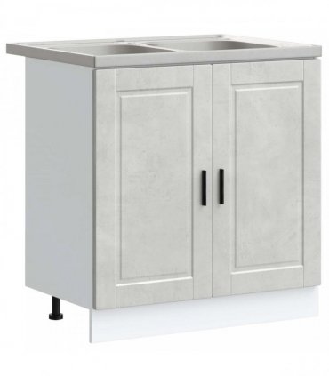 vidaXL Sink Base Cabinet with Storage Porto 2 pcs Grey Engineered wood — Colour: Concrete grey