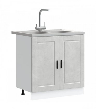 vidaXL Sink Base Cabinet with Storage Porto 2 pcs Grey Engineered wood — Colour: Concrete grey