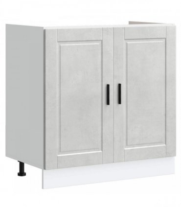 vidaXL Sink Base Cabinet with Storage Porto 2 pcs Grey Engineered wood — Colour: Concrete grey