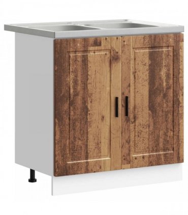 vidaXL Sink Base Cabinet with Door Porto 2 pcs Brown Engineered wood — Colour: Old wood