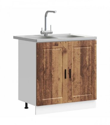 vidaXL Sink Base Cabinet with Door Porto 2 pcs Brown Engineered wood — Colour: Old wood