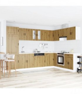 vidaXL Sink Base Cabinet with Door Porto 2 pcs Brown Engineered wood — Colour: Artisan oak