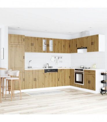 vidaXL Sink Base Cabinet with Door Porto 2 pcs Brown Engineered wood — Colour: Artisan oak