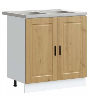 vidaXL Sink Base Cabinet with Door Porto 2 pcs Brown Engineered wood — Colour: Artisan oak