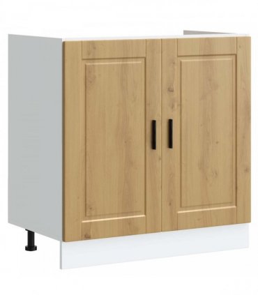vidaXL Sink Base Cabinet with Door Porto 2 pcs Brown Engineered wood — Colour: Artisan oak