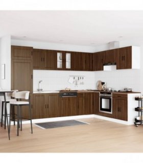 vidaXL Sink Base Cabinet with Door Porto 2 pcs Brown Engineered wood — Colour: Brown oak