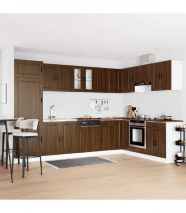vidaXL Sink Base Cabinet with Door Porto 2 pcs Brown Engineered wood — Colour: Brown oak