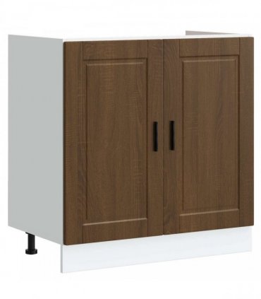 vidaXL Sink Base Cabinet with Door Porto 2 pcs Brown Engineered wood — Colour: Brown oak