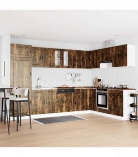 vidaXL Sink Base Cabinet with Door Porto 2 pcs Brown Engineered wood — Colour: Smoked oak