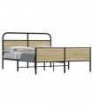 vidaXL Metal Bed Frame without Mattress Sonoma Oak 16 — Size: 160 x 200 cm, Model: with headboard & high footboard — V0671991790