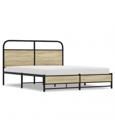 vidaXL Metal Bed Frame without Mattress Sonoma Oa — Size: 160 x 200 cm, Model: with headboard & dual low footboard — V0671991795