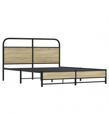 vidaXL Metal Bed Frame without Mattress Sonoma Oa — Size: 160 x 200 cm, Model: with headboard & dual low footboard — V0671991795