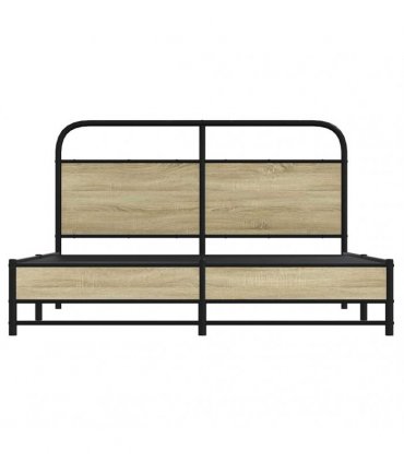 vidaXL Metal Bed Frame without Mattress Sonoma Oa — Size: 160 x 200 cm, Model: with headboard & dual low footboard — V0671991795