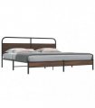 vidaXL Metal Bed Frame without Mattress Brown Oak 180x200 cm Super K — Size: 180 x 200 cm, Model: with headboard & low footboard
