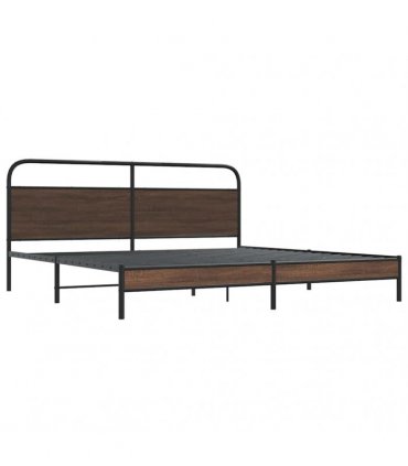 vidaXL Metal Bed Frame without Mattress Brown Oak 180x200 cm Super K — Size: 180 x 200 cm, Model: with headboard & low footboard