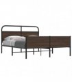 vidaXL Metal Bed Frame without Mattress Brown Oak 160x200 cm — Size: 160 x 200 cm, Model: with headboard & high footboard
