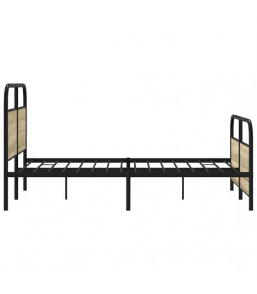 vidaXL Metal Bed Frame without Mattress Sonoma Oak 140x200 — Size: 140 x 200 cm, Model: with headboard & footboard — V0671991805