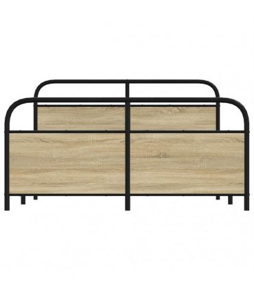 vidaXL Metal Bed Frame without Mattress Sonoma Oak 160x200 — Size: 160 x 200 cm, Model: with headboard & footboard — V0671991806