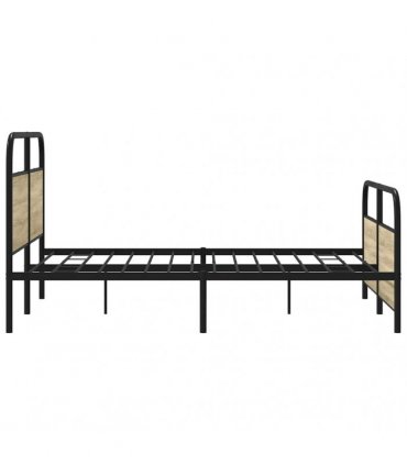 vidaXL Metal Bed Frame without Mattress Sonoma Oak 160x200 — Size: 160 x 200 cm, Model: with headboard & footboard — V0671991806