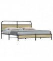 vidaXL Metal Bed Frame without Mattress Sonoma Oak 180 — Size: 180 x 200 cm, Model: with headboard & low footboard — V0671991807