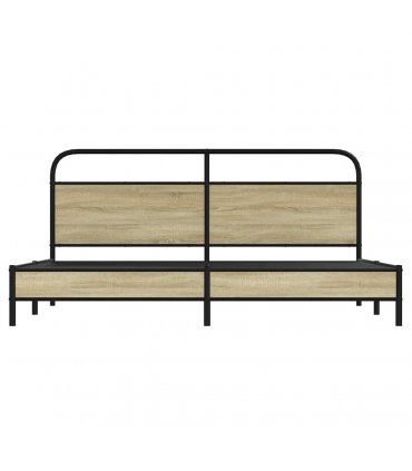 vidaXL Metal Bed Frame without Mattress Sonoma Oak 180 — Size: 180 x 200 cm, Model: with headboard & low footboard — V0671991807