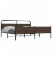 vidaXL Metal Bed Frame without Mattress Brown Oak 180x200 cm Super — Size: 180 x 200 cm, Model: with headboard & high footboard