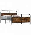 vidaXL Metal Bed Frame without Mattress Smoked Oak 160x200 cm — Size: 160 x 200 cm, Model: with headboard & footboard