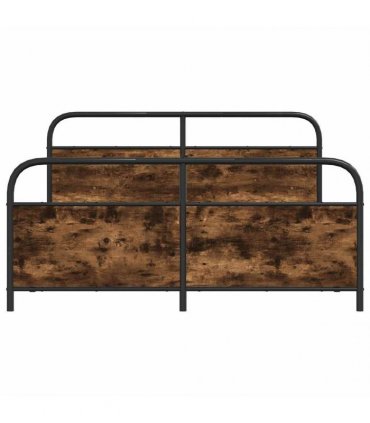 vidaXL Metal Bed Frame without Mattress Smoked Oak 160x200 cm — Size: 160 x 200 cm, Model: with headboard & footboard