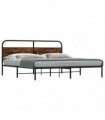 vidaXL Metal Bed Frame without Mattress Smoked Oak 180x200 cm Super King — Size: 180 x 200 cm, Model: with headboard