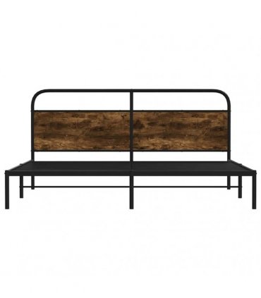 vidaXL Metal Bed Frame without Mattress Smoked Oak 180x200 cm Super King — Size: 180 x 200 cm, Model: with headboard