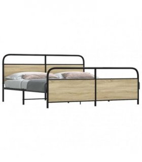 vidaXL Metal Bed Frame without Mattress Sonoma Oak 180x200 — Size: 180 x 200 cm, Model: with headboard & footboard — V0671991820