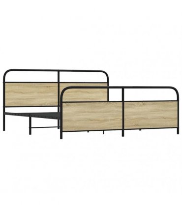 vidaXL Metal Bed Frame without Mattress Sonoma Oak 180x200 — Size: 180 x 200 cm, Model: with headboard & footboard — V0671991820