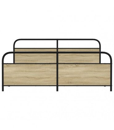 vidaXL Metal Bed Frame without Mattress Sonoma Oak 180x200 — Size: 180 x 200 cm, Model: with headboard & footboard — V0671991820