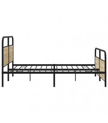 vidaXL Metal Bed Frame without Mattress Sonoma Oak 180x200 — Size: 180 x 200 cm, Model: with headboard & footboard — V0671991820