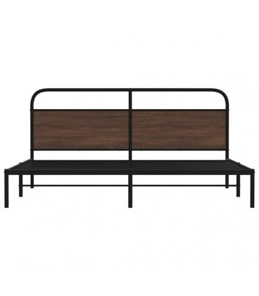 vidaXL Metal Bed Frame without Mattress Brown Oak 180x200 cm Super Kin — Size: 180 x 200 cm, Model: with headboard — V0671991821