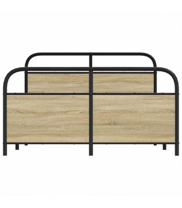 vidaXL Metal Bed Frame without Mattress Sonoma Oak 140x190 cm — Size: 140 x 190 cm, Model: with headboard & footboard