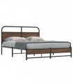 vidaXL Metal Bed Frame without Mattress Brown Oak — Size: 160 x 200 cm, Model: with headboard & dual low footboard — V0671991828