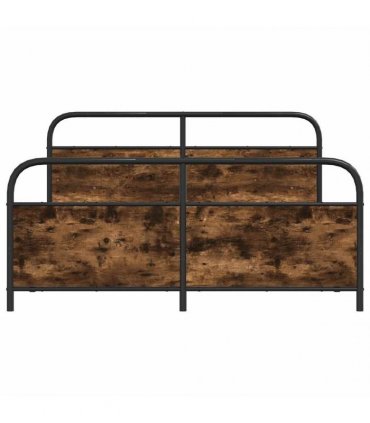 vidaXL Metal Bed Frame without Mattress Smoked Oak 180x200 cm Super King — Size: 180 x 200 cm, Model: with headboard & footboard