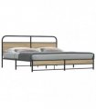 vidaXL Metal Bed Frame without Mattress Smoked Oak 18 — Size: 180 x 200 cm, Model: with headboard & high footboard — V0671991834
