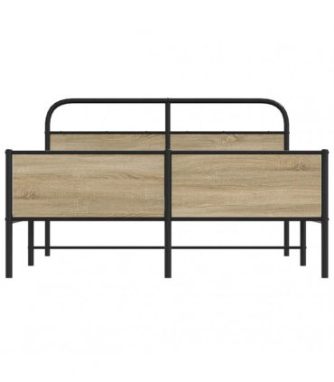 vidaXL Metal Bed Frame without Mattress Smoked Oa — Size: 160 x 200 cm, Model: with headboard & dual low footboard — V0671991841