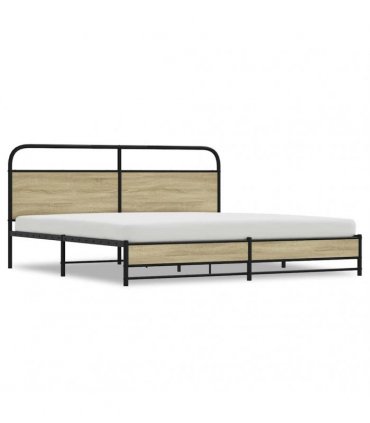 vidaXL Metal Bed Frame without Mattress Sonoma Oa — Size: 180 x 200 cm, Model: with headboard & dual low footboard — V0671991843