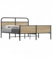 vidaXL Metal Bed Frame without Mattress Smoked Oa — Size: 180 x 200 cm, Model: with headboard & dual low footboard — V0671991844