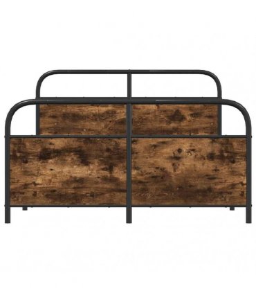 vidaXL Metal Bed Frame without Mattress Smoked Oak 140x200 — Size: 140 x 200 cm, Model: with headboard & footboard — V0671991846