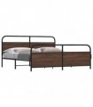 vidaXL Metal Bed Frame without Mattress Brown Oak 180x200 — Size: 180 x 200 cm, Model: with headboard & footboard — V0671991848